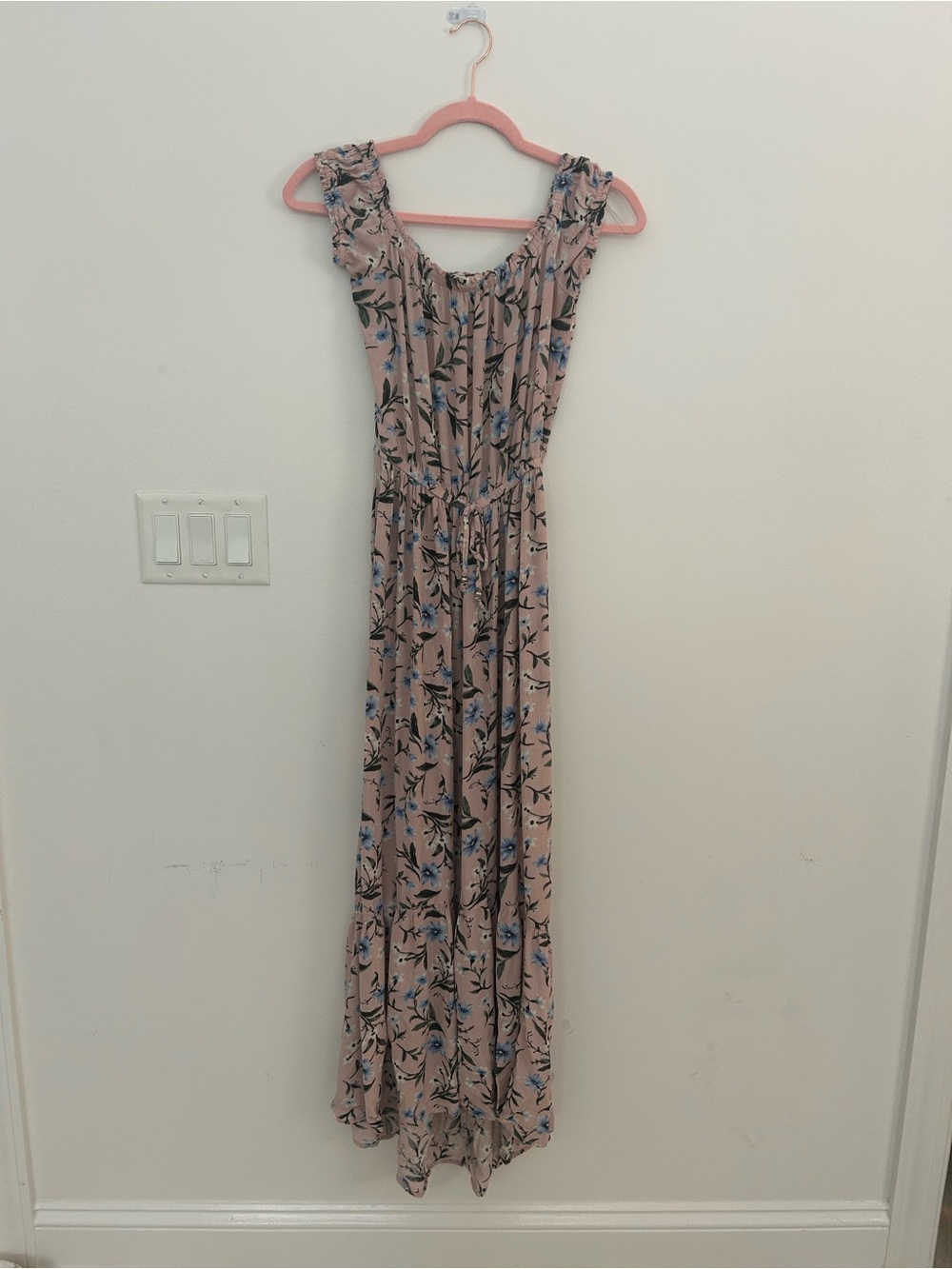 American Eagle Outfitters XS Pink Floral Long Dress Sleeveless Boho Cottagecore